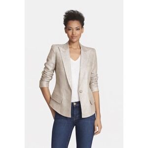 SMYTHE Metallic Peaked Lapel Blazer Pearl Cluster Buttons Size 4
